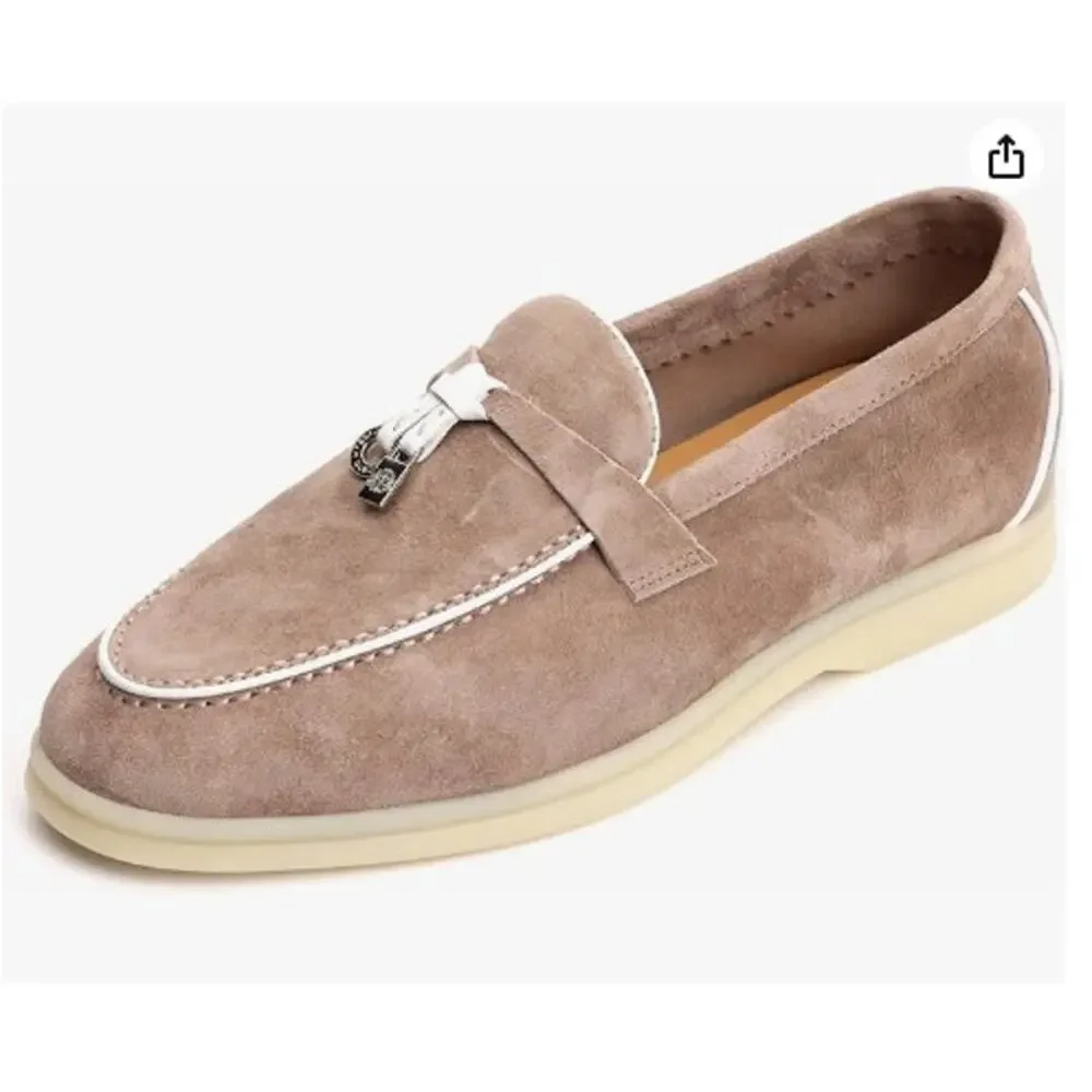New XOBZJH Leather Suede Loafers Flats Slip-On Penny Loafers Dress Casual Office